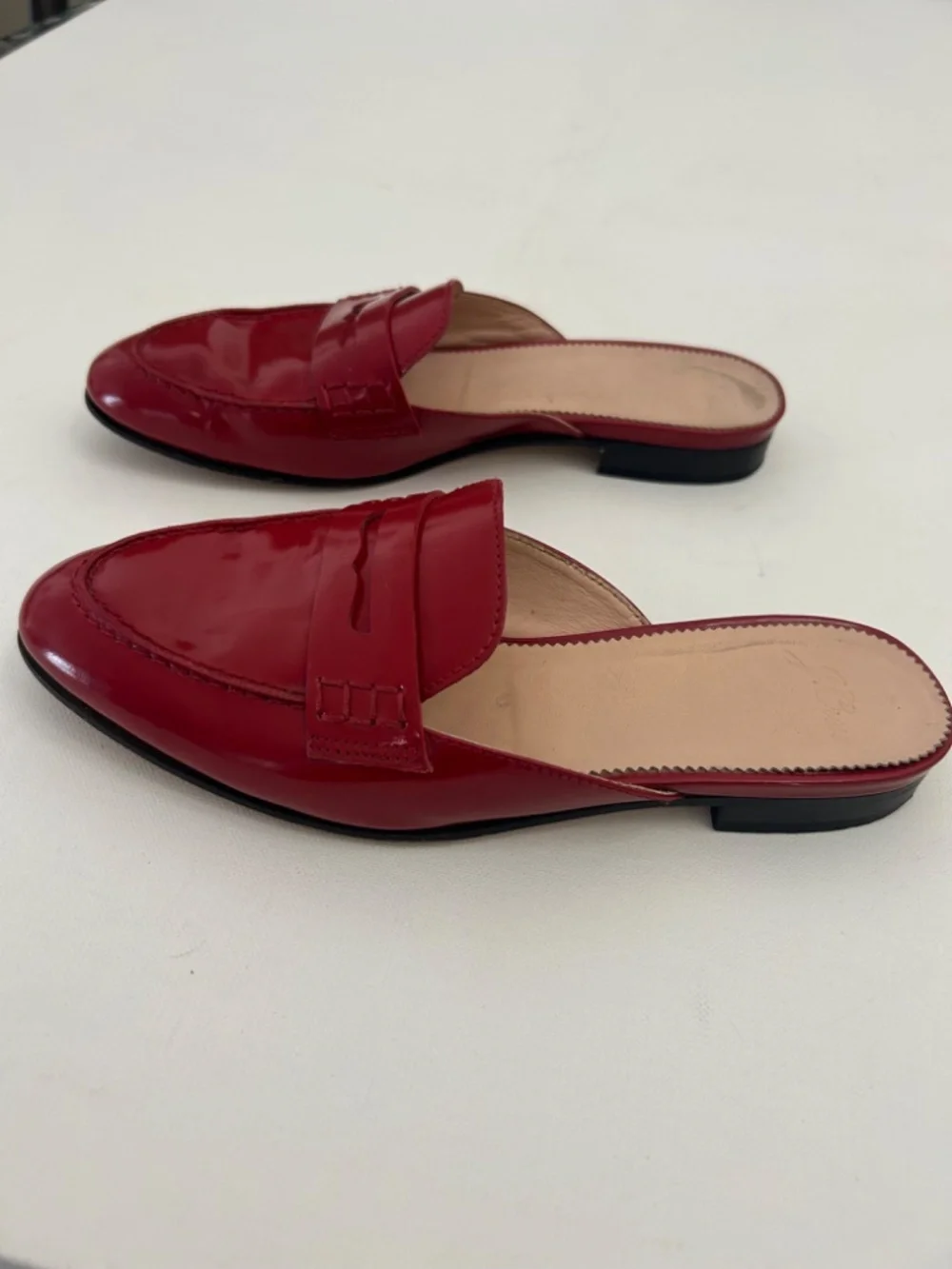 J.Crew Academy Penny Loafer Mule in cherry/apple red patent leather. size 6.5 - Picture 3 of 9